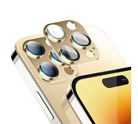 Niboow Caméra Arrière Protecteur Compatible avec iPhone 14 Pro/14 Pro Max, [Anti-Rayures] Verre Trempé Alliage D'aluminium Caméra Lentille Coque, Protection écran pour iPhone 14 Pro/14 Pro Max-Or