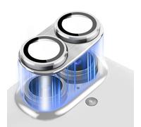 Niboow Caméra Arrière Protecteur Compatible avec iPhone 16/iPhone 16 Plus, [Anti-Rayures] Verre Trempé Alliage D'aluminium Caméra Lentille Coque, Protection écran pour iPhone 16/iPhone 16 Plus-Argent