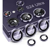 Niboow Caméra Arrière Protecteur pour Samsung Galaxy S24 Ultra 5G, HD Anti Rayures Verre Trempé Protecteurs D'objectif Téléphone Portable, Lentille Coque pour Samsung Galaxy S24 Ultra 5G - Violet