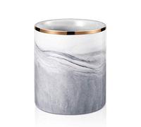 Niboow Nordic Céramique Pot à Crayons, Rond Texture marbre Seau Pinceau de Maquillage de Stockage pour Bureau Papeterie Porte-stylo Domestique Décoration, Gris