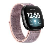 Niboow Nylon Bracelet Compatible avec Fitbit Versa 4/Versa 3/Sense, Réglable Sport Strap, Remplacement Respirant Tissé Doux Bracelet, pour Femmes Hommes, pour Fitbit Versa 4/Versa 3/Sense-Rose