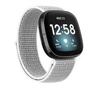 Niboow Nylon Bracelet Compatible avec Fitbit Versa 4/Versa 3/Sense, Réglable Sport Strap, Remplacement Respirant Tissé Doux Bracelet, pour Femmes Hommes, pour Fitbit Versa 4/Versa 3/Sense-Blanc