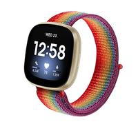 Niboow Nylon Bracelet Compatible avec Fitbit Versa 4/Versa 3/Sense, Réglable Sport Strap, Remplacement Respirant Tissé Doux Bracelet, pour Femmes Hommes, pour Fitbit Versa 4/Versa 3/Sense-Arcenciel
