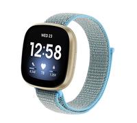 Niboow Nylon Bracelet Compatible avec Fitbit Versa 4/Versa 3/Sense, Réglable Sport Strap, Remplacement Respirant Tissé Doux Bracelet, pour Femmes Hommes, pour Fitbit Versa 4/Versa 3/Sense-Bleu Clair