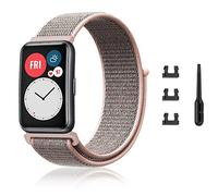 Niboow Nylon Bracelet pour Huawei Watch Fit/Fit New/Fit Elegant/Fit SE, Souple Réglable Sport Strap, Remplacement Respirant Tissé Doux Bracelet, pour Huawei Watch Fit/New/Elegant/Special Edition -Rose