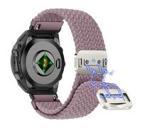 Niboow QuickFit 20mm Tressée Bracelet pour Garmin Fenix 8 43mm/Fenix 7S Pro Solar/Fenix 7S/ Fenix 6S/Fenix 6S Pro/Fenix 5S, Femmes Hommes Magnétique Nylon Bracelet pour Garmin Descent Mk3Si-Violet