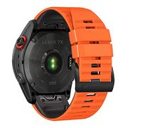Niboow QuickFit 26mm Silicone Bracelet pour Garmin Fenix 8 51mm/Fenix 7X Pro Solar/Fenix 7X/Fenix 6X/Fenix 6X Pro/Fenix 5X Puls, Sport Sangle Respirant pour Garmin Enduro 3/Epix 2 Pro 51mm-Orange/Noir
