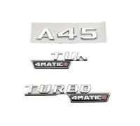 NIBOTT Badge 3D ABS Chromé for Garde-Boue De Voiture, Autocollant Turbo 4MATIC for Coffre Arrière, Logo A45 Adapté for Mercedes A 45 AMG W176 W177, Accessoires (Color : Chrome Sillver, Size : A45)