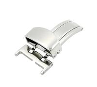 NIBOTT Boucle de montre for déploiement papillon en acier inoxydable massif, 14mm 16mm 18mm 20mm 22mm, fermoir for bouton pliable en métal de remplacement, argent(16mm)