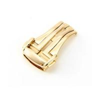 NIBOTT Boucle en acier inoxydable adaptée au bracelet de montre Omega en cuir/caoutchouc, boucle pliante en métal, fermoir déployant 16mm 18mm 20mm, accessoires outils(Gold,18mm)