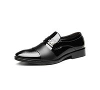 NIBOTT Chaussures en Cuir, Chaussures d'affaires for Hommes, Chaussures for Enfiler de Grande Taille for Hommes, Chaussures de Mariage décontractées polyvalentes Richelieus(Schwarz,49)