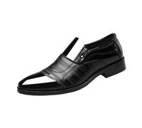 NIBOTT Chaussures en Cuir d'affaires de Grande Taille for Hommes, Chaussures décontractées for Bout Pointu, for Enfiler Richelieus(Schwarz,49)