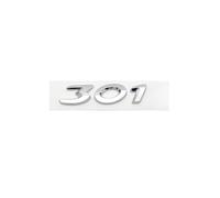 NIBOTT Lettres 3D Noires Et Argentées 206 207 301 307 308 408 508, Emblème Adapté Au Coffre De Voiture Fit for Peugeot, Logo Arrière Autocollant (Color : Silver 301)