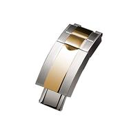 NIBOTT Regarder une boucle d'arrêt for Rolex Fit for Daytona Yacht-maître convient for Sous-marin Bracelet en acier inoxydable pliante boucle de montre accessoires homme montre fermoir(Silver gold)