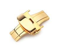 NIBOTT T02 automatique Double clic papillon boucle montre bouton poussoir pli déploiement fermoir argent bracelet montre fermoir12-24mm(Gold,14mm)