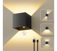 NIBSHOOM Applique Murale Intérieure 3000K Led Lampe Murale Sans Fil,Applique Murale Chambre Dimmable Lumiere Murale Avec Capteur de Mouvement,Rechargeable Appliques en Aluminium Noir Adapté au Salon