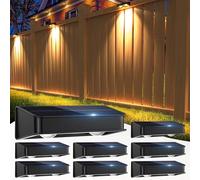nibuuecer Lot de 8 lampes solaires de clôture - 9 couleurs et 11 modes d'éclairage - Étanche IP65 - Super lumineuses - 60 lumens - Pour mur, jardin, terrasse, terrasse, fête, allée