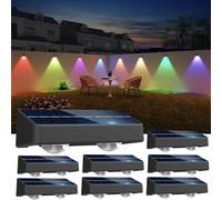 nibuuecer Lot de 8 lampes solaires pour clôture, 9 couleurs et 11 modes d'éclairage, étanches IP65 RVB à changement de couleur, idéales pour jardin, cour, patio, terrasse, escalier