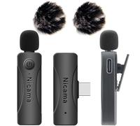 Nicama AS12 Microphone Micro Cravate sans Fil USB-C pour iPhone 15 16 17 Type-C Android Samsung Smartphone Enregistrement Vidéo, Podcast, Vlog, Youtube/TikTok Réduction du Bruit (2TX + RX)