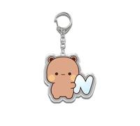 nicamaikoo-shop Bubu Dudu Keychain Cartoon Couple Bears Alphabet Pendant Kawaii Backpacks Key Ring Cute Bag Charm Gift