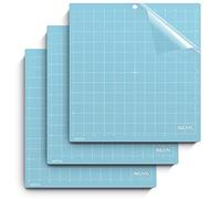 NICAPA Lot de 3 tapis de découpe pour Silhouette Cameo 4/3/2/1 (Light-Grip, 30,5 x 30,5 cm) Adhésif & adhésif antidérapant flexible quadrillé Bleu