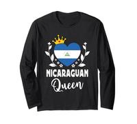 Nicaraguan Queen Nicaragua Flag Proud Nicaraguan Woman Manche Longue