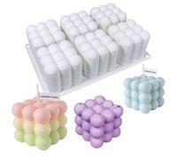NICAVKIT 6 en 1 Moule en Silicone pour Bougie à Bulles, Moule De Boule De Cube 3D, Boule De Cube En Silicone, Pour Faire Des Bougies, Bougie Parfumée, Chocolat, Fondant Et Gâteau