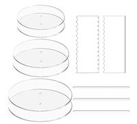 NICAVKIT Ensemble de disques à gâteau Ronds en Acrylique - 6pcs Planches à Gâteaux 、Disques de Base avec Trou Central - 2 Peignes grattoirs (4 Motifs) et 3pcs Tige de Cheville