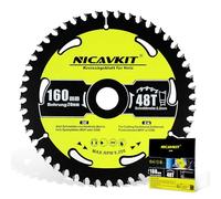 NICAVKIT Lame de scie circulaire Ø 160 x 20 mm pour bois (lame de scie pour bois, diamètre 160 x 20 x 2,2 mm, 48 dents, accessoire de scie circulaire) - Convient aux bois tendres et durs