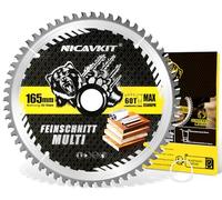 NICAVKIT Lame scie circulaire Ø 165 x 20 mm pour bois, métal et aluminium, etc. Avec bague de réduction de 16 mm - Lame de scie multi-matériaux 160 x 20 mm Compatible avec Bosch, Makita & Dewalt