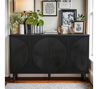 NicBex Buffet buffet avec rangement moderne pour café, cuisine, meuble de rangement avec portes et étagères, table console pour salon et cuisine, 150 x 36 x 85 cm (l x P x H), noir