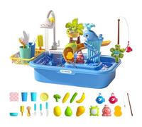 Nice à Eau pour Enfants Aubliable électrique Play avec l'eau Running Water Play avec Un Robinet Rotatif à 180 ° pour Les Enfants, Le Parc, la pépinière, Le Jardin, Le décor Bleu.