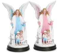 nice--buy Lot de 2 statues ange gardien en résine 24,1 cm avec motif ange de la Guarda avec enfant Figurine sur base Big Wing Angel Renaissance Collection 24,1 cm H Décoration religieuse