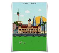 Nice Captain Affiches de voyage - Sites touristiques célèbres - Paysage - Impression de paysage - Format A3 - Décoration murale - Décoration d'intérieur (Malaisie Kuala Lumpur)