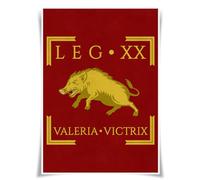 Nice Captain Bannière de la Légion romaine A3 en tissu imprimé - Décoration murale - Cadeau de la Rome antique (LEGIO XX Valeria Victrix)