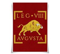Nice Captain Poster sur tissu imprimé du drapeau de la Légion romaine - Histoire des Roms anciennes - A3 (LEGIO VIII AUGUSTA)