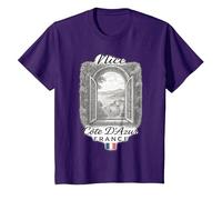 Nice Côte d’Azur Fenêtre Vintage Souvenir France T-Shirt, Enfant, Violet, 4 Ans