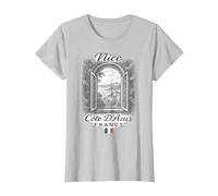 Nice Côte d’Azur Fenêtre Vintage Souvenir France T-Shirt, Femme, Argent, S