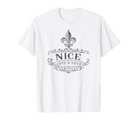 Nice Côte d'Azur France Ornée Fleur de Lis Noir T-Shirt Graphique avec Valeur