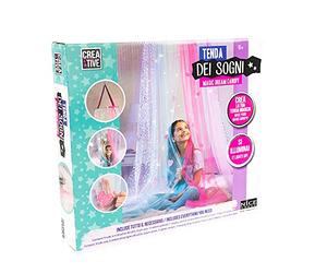 Nice Group Creative Rideau de Sogni, crée la Magic Dream Canopy avec Tulle Qui s'illumine et décoration avec pon-pons, Autocollants pailletés, Rubans en Satin