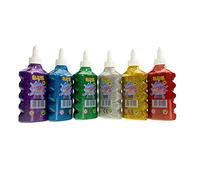 Nice Group - Slime Set de Paillettes pour Enfants avec 6 colles de 180 ML et Couleurs dorées, Argent, Vert, Bleu, Violet, Rouge
