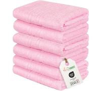 nice homeit Set de 6 Serviettes Visage et invité en Coton 40 x 60 en 100% Coton filé à Anneau - Set de Serviettes de Bain Extra Douces et absorbantes. Fabriqué en Italie - Rose