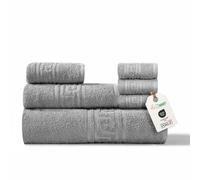 nice homeit Set de Serviettes de 6 pièces, 100% Coton, Doux et très absorbants, Ensemble de Serviettes de Bain, Visage et Bidet, de différentes Tailles, fabriqué en Italie - Gris