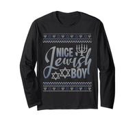 Nice Jewish Boy Menorah Ugly Christmas Happy Hanoukka Manche Longue