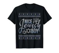 Nice Jewish Boy Menorah Ugly Christmas Happy Hanoukka T-Shirt