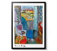 Nice, Le Guéridon par Raoul Dufy, portrait de style fauvisme, art mural sur le thème de la plage et de la méditerranée, poster décoratif vintage 1938, impression cadeau, archivage mat, A1 (encadré
