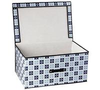 Nice Life Boîte de rangement avec couvercle étanche pour vêtements, sous-vêtements, jouets, documents, blanc/bleu (60 x 40 x 30 cm)