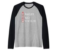 Nice Naughty Pet The Dog First Christmas List Shirt Xmas Manche Raglan