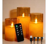 NICE POINT Bougies LED Rechargeables USB avec Télécommande - Tête Oscillante Flamme Vacillante, Minuterie & Luminosité Réglable, Bougie Électrique sans Flamme pour Décoration Mariage Salon Séjour