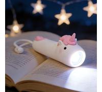 NICE POINT Lampe Torche Enfant LED Rechargeable USB-C, Lampe de Poche Enfant Licorne Rose avec Dragonne, Petite Lampe Torche Silicone Dès 3 Ans, Lampe Camping Fille Cadeau